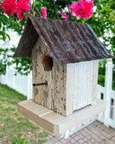 Rustic Handmade Wooden Birdhouse for Outdoor: White