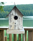 Rustic Handmade Wooden Birdhouse for Outdoor: White