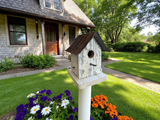 Rustic Handmade Wooden Birdhouse for Outdoor: White