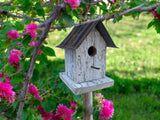 Rustic Handmade Wooden Birdhouse for Outdoor: White