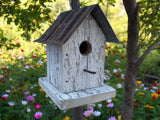 Rustic Handmade Wooden Birdhouse for Outdoor: White