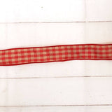 10yd Roll of 1" Wired Red & Beige Ribbon