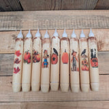 A.T. Imports - 7" Fall Timer Tapers: Crow on Fence with Sunflowers and Pumpkins