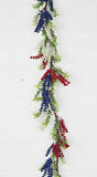 4ft Garland-Red White Blue Heather with Boxwood-