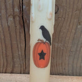 A.T. Imports - 7" Fall Timer Tapers: Crow on Fence with Sunflowers and Pumpkins