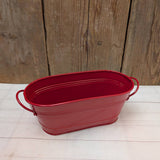 A.T. Imports - Small Metal Oval Planter: Rust