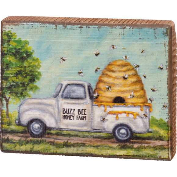 Bees Buzz Bee Honey Farm Block Sign