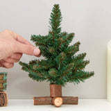 9" Artificial Pine Tree with Natural Wood Base
