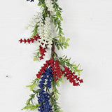 4ft Garland-Red White Blue Heather with Boxwood-