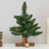 9" Artificial Pine Tree with Natural Wood Base