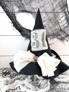 Primitive Witch Hat Black, Handmade Halloween Home Decor