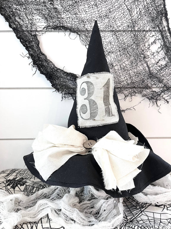 Primitive Witch Hat Black, Handmade Halloween Home Decor