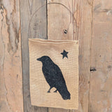 A.T. Imports - Crow and Star Burlap Bag with Handle