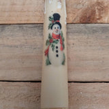 A.T. Imports - 7" Timered  Taper Candle - Winter and Christmas: Snowman Face on White