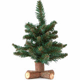 9" Artificial Pine Tree with Natural Wood Base