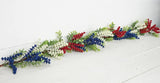 4ft Garland-Red White Blue Heather with Boxwood-