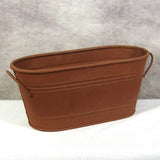 A.T. Imports - Small Metal Oval Planter: Rust