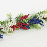 4ft Garland-Red White Blue Heather with Boxwood-