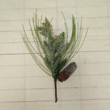 A.T. Imports - Snowy Pine Pick with Pine Cone