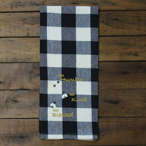 Home Collections by Raghu - Bee Humble, Kind and Blessed  Black - Buttermilk Towel