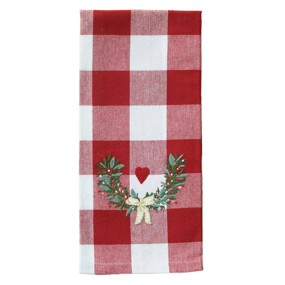 Home Collections by Raghu - Heart Wreath Dishtowel